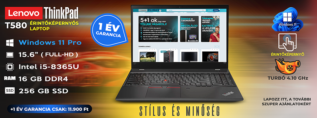 Lenovo ThinkPad T580 érintőképernyős laptop