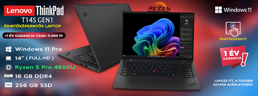 Lenovo ThinkPad T14s (Gen1) érintőképernyős laptop