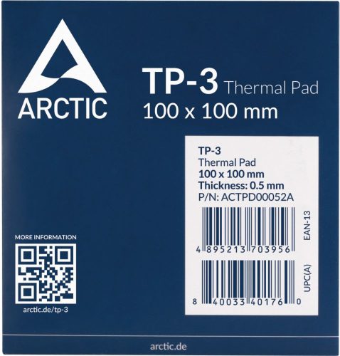 Arctic TP-3 hővezető lap 100x100x0,5mm