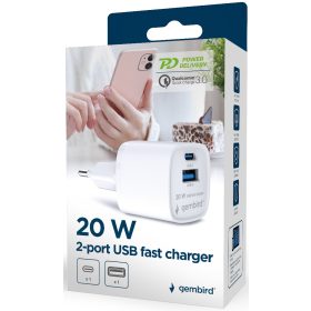 Telefon töltő 20W Gembird 20W TA-UC-PDQC20-W-01