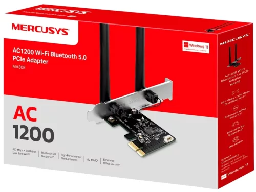 PCIe Wi-Fi és Bluetooth 5.0 Mercusys MA30E