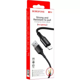USB 2.0 A - Lightning kábel 1m Borofone fonott BX54 fekete
