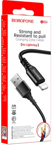 USB 2.0 A - Lightning kábel 1m Borofone fonott BX54 fekete